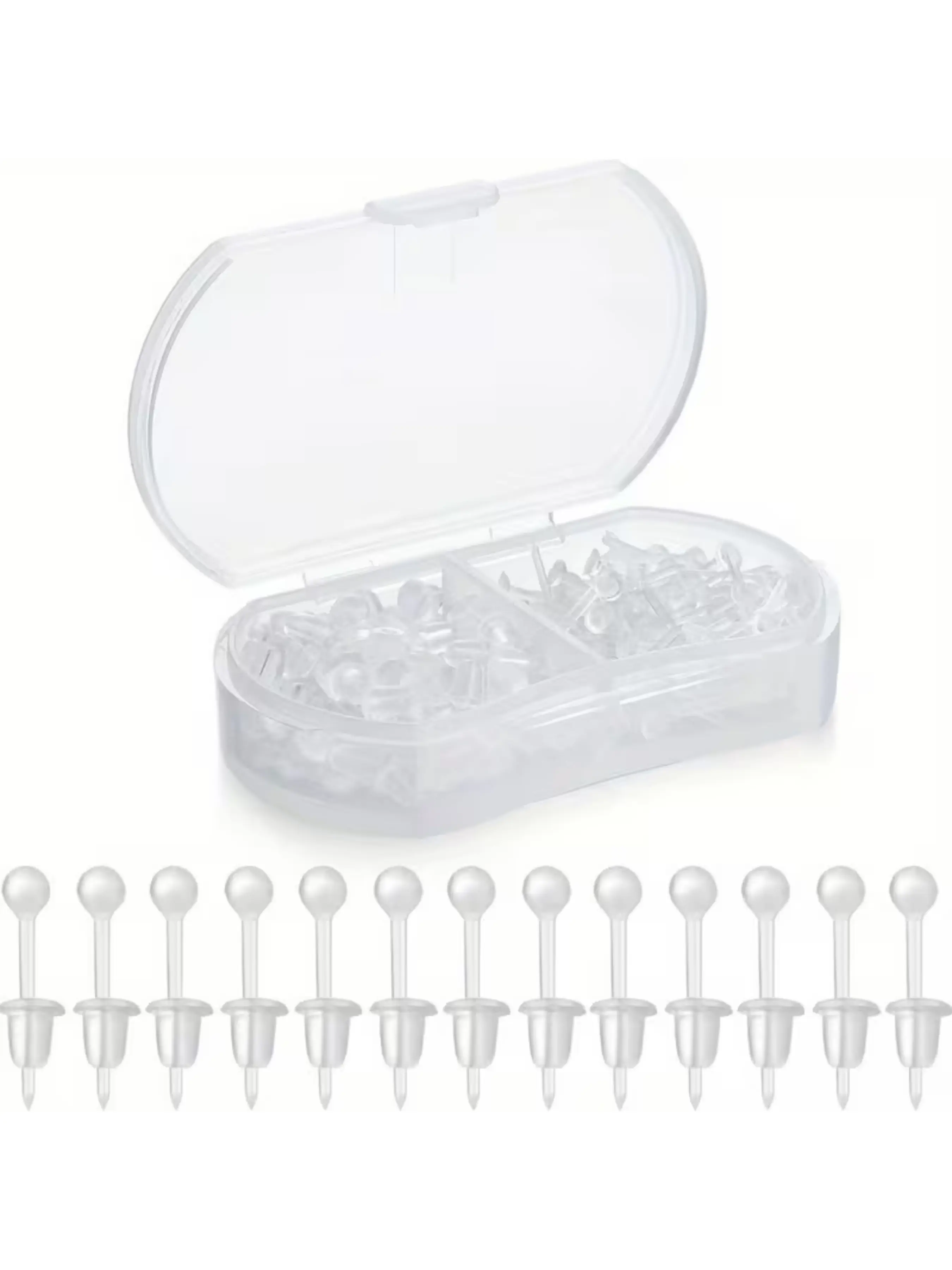 200pcs 100Pairs Plastic Post Earrings with box Clear, Rubber Silicone Studs for Sports & DIY