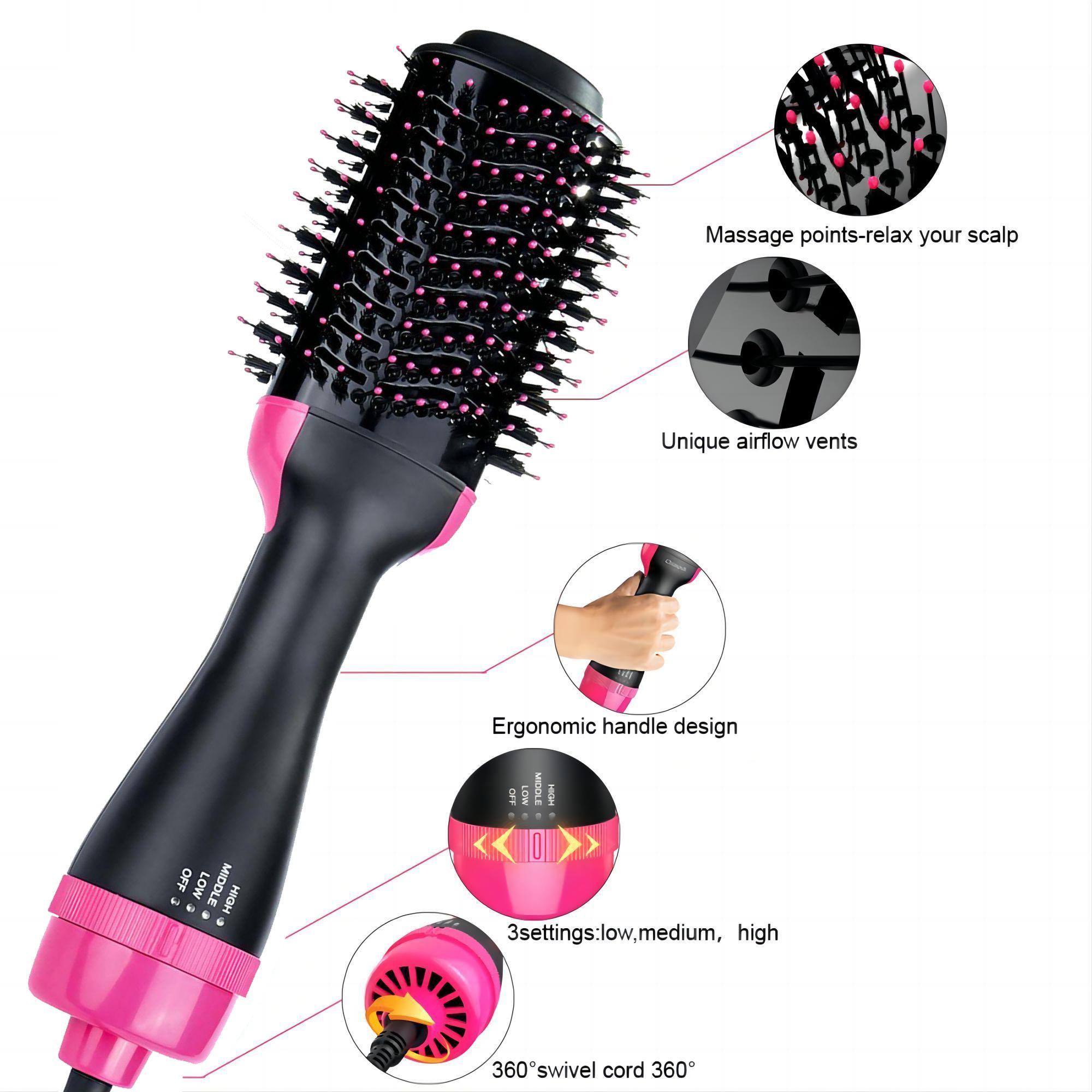4 in 1 Hair Dryer Straightener, Multi-use Hair Dryer Brush with Aluminum Tube Comb Head, Lightweight Design Hot Air Comb for Home & Salon Use, Electric Curler, Curly Iron, Hair Curling Iron