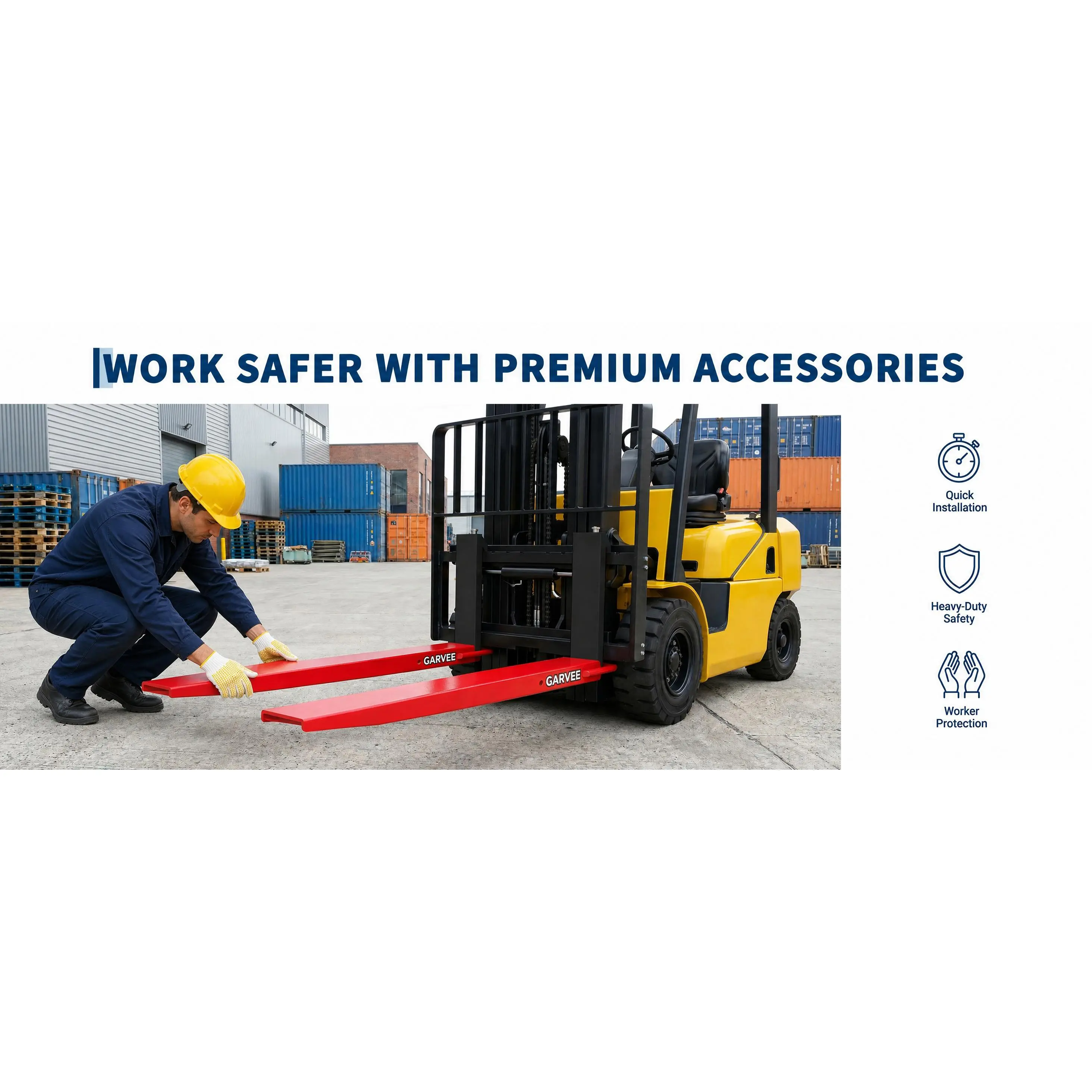 Garvee Heavy-Duty Forklift Fork Extensions, Slide-On Steel Fork Sleeves (Pair) - 5 in I.W., 4,600 lb Capacity, Q345B Steel, Retaining Strap, 60/72/84 in Length Options - Red