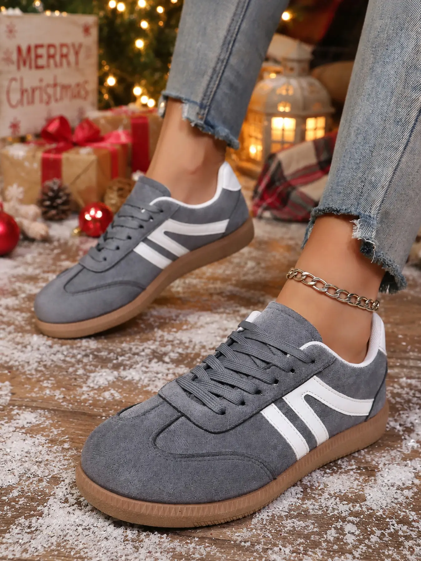 Women's Comfortable Walking Shoes, Sporty PU Leather Design, Plain Pattern, Ankle Height, All Seasons Wear, Ideal for Daily Use, Everyday Wear Shoes