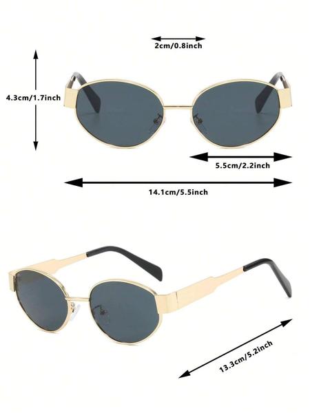 Women's Fashionable Metal Frame Oval Sunglasses, Trendy Casual Sunglasses for Everyday Use, Fashion Accessories for Outdoor Activities, Classic Oval Sunglasses