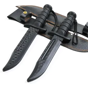 Polypropylene Training Daggers Leatherneck S/F Trainer (2 Pack) Black Plastic Blade Lightweight Self Defense Safe Easy Fun Cosplay Combat Military Martial Arts Knife Sheath Included