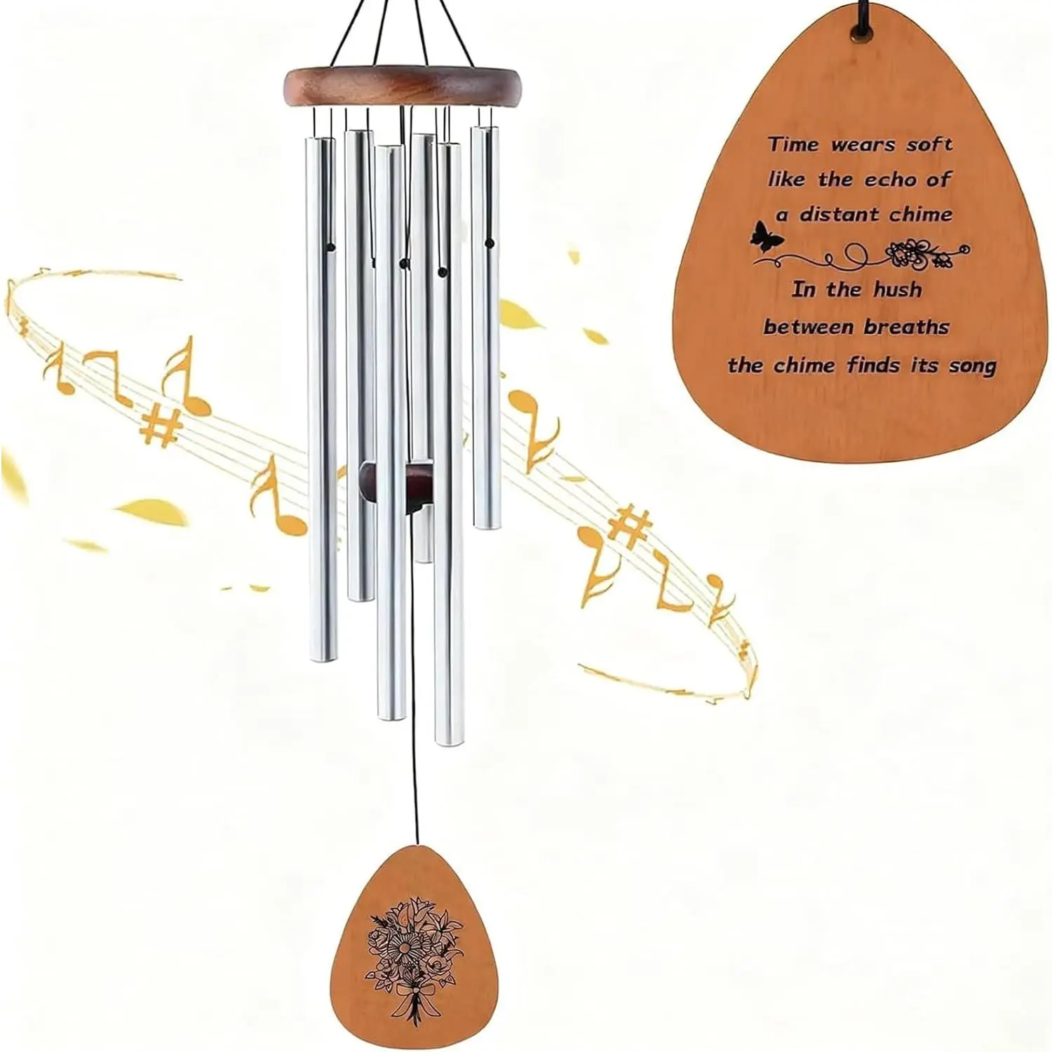 Wind Chimes for Outside, Labor Day  Melodic Memorial Sympathy Wind Chimes, Create a Zen Atmosphere Suitable Outdoor Garden Decor,  for Neighbors Unisex()