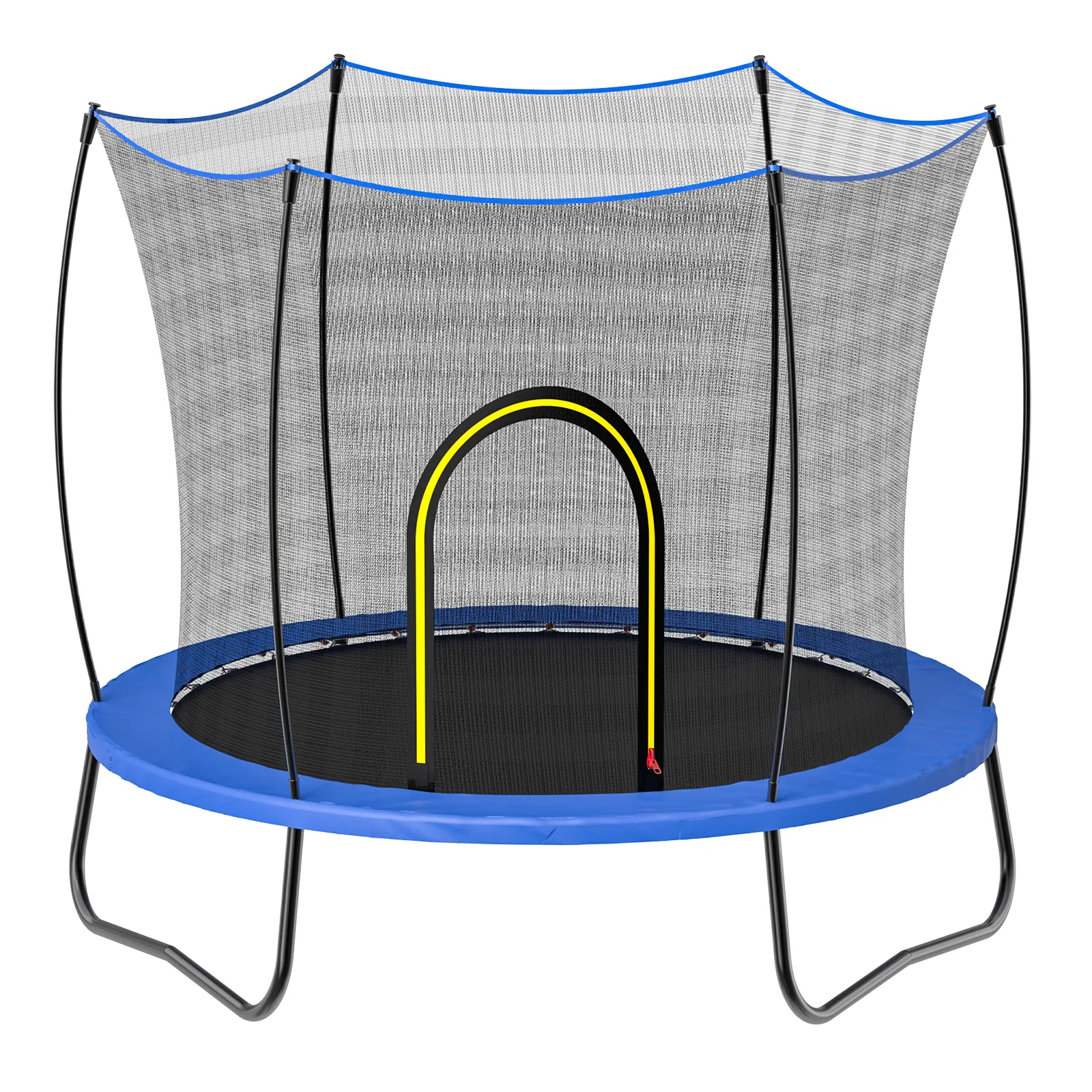 ARCH 55 Inch Outdoor Trampoline for Kids with Enclosure Safety Net, Galvanized Steel Frame, UV Resistant Jumping Mat, Blue, Backyard Fun Fitness Exercise Trampoline for Children, Blue Color Options, Steel Material, Product Dimensions: Not