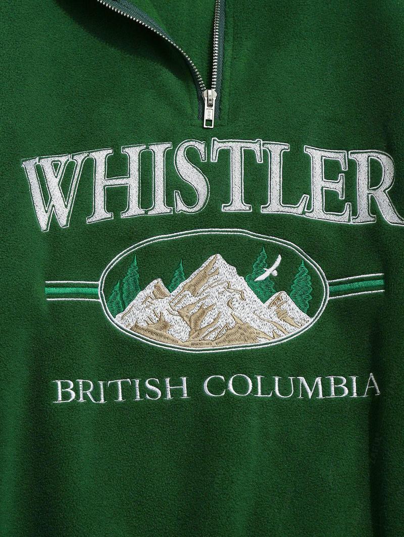 ZAFUL Letter Embroidery Contrast Patch Polar Fleece Sweatshirt, Casual Fall & Winter Wear, Soft Warm Fabric, Stylish Design