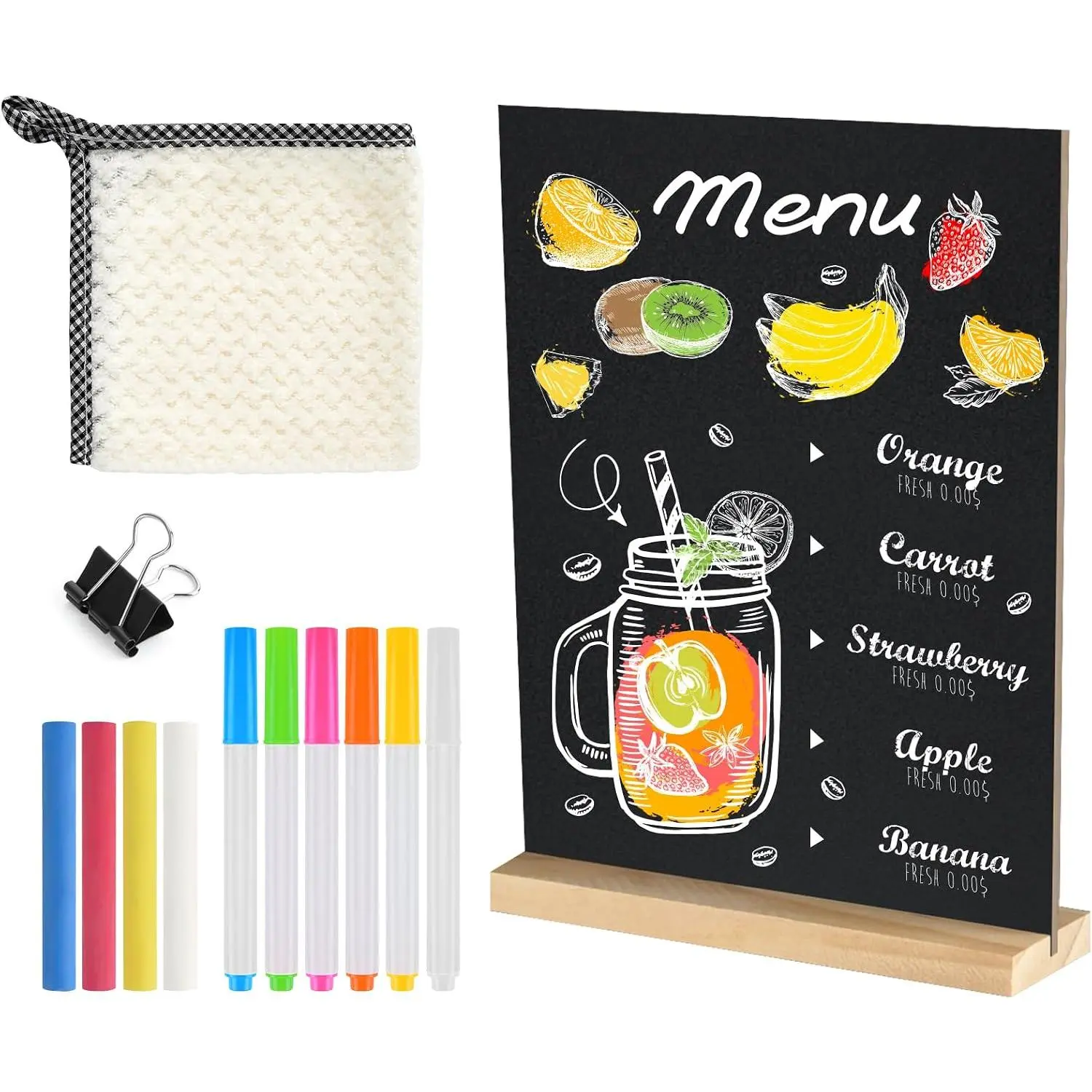1 Pack 5 x 7.9 Inches Tabletop Small Chalkboard Sign with  Base  Double-Sided Message Boards Menu Chalkboard Stand for Kitchen Wedding Coffee Shop bar Restaurant