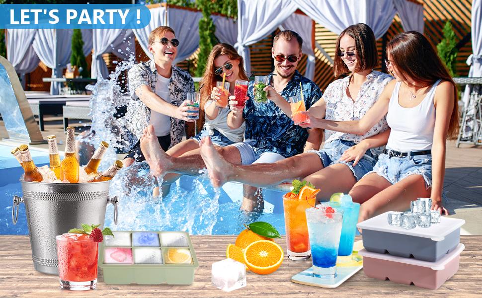 Silicone Ice Cube Trays 3 Pack - Large Size Silicone Ice Cube Molds with Leak Proof Removable Lid Square Ice Cube Tray And BPA Free for Cocktail,Whiskey, Stackable Flexible Ice