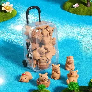Realistic Capybara Resin Figurine Set For DIY Micro Scene Layout, Compact Decorative Ornaments Fit For Home Tabletop And Office Desktop Display, Exquisite Collectible Statues For Seasonal Indoor Styling And Various Holiday Decor Arrangements