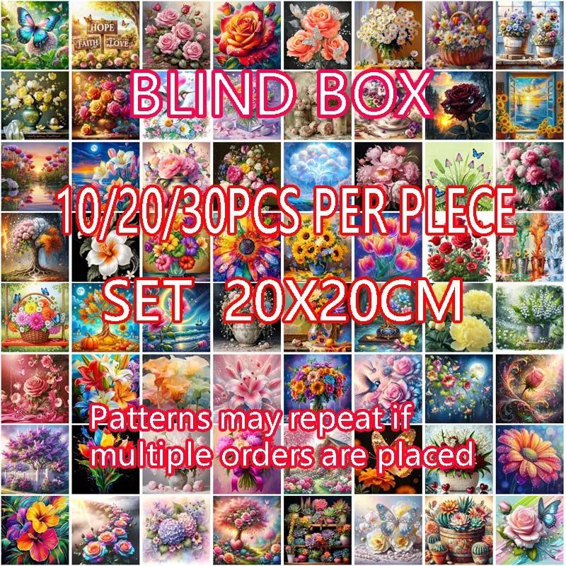 10pcs/20pcs/30pcs Floral Style Art Diamond Painting Kit, DIY Craft Set, Home Wall Decor Gift, Stress Relief Birthday Holiday Present