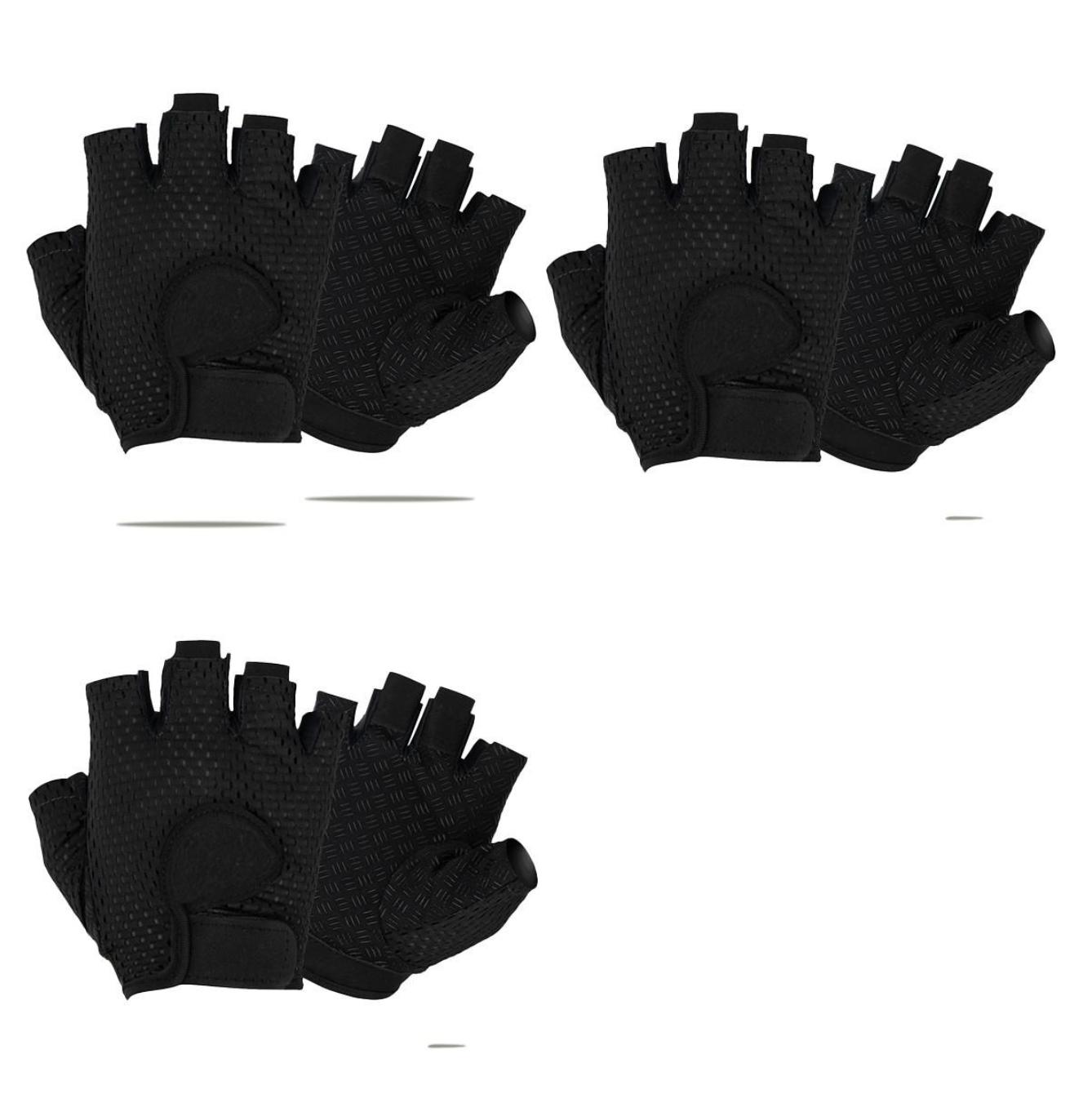 3 Pairs Half Finger Sports Gloves, Breathable Non-Slip Fitness Gloves for Men & Women, Gym Workout & Sports Protective Gear