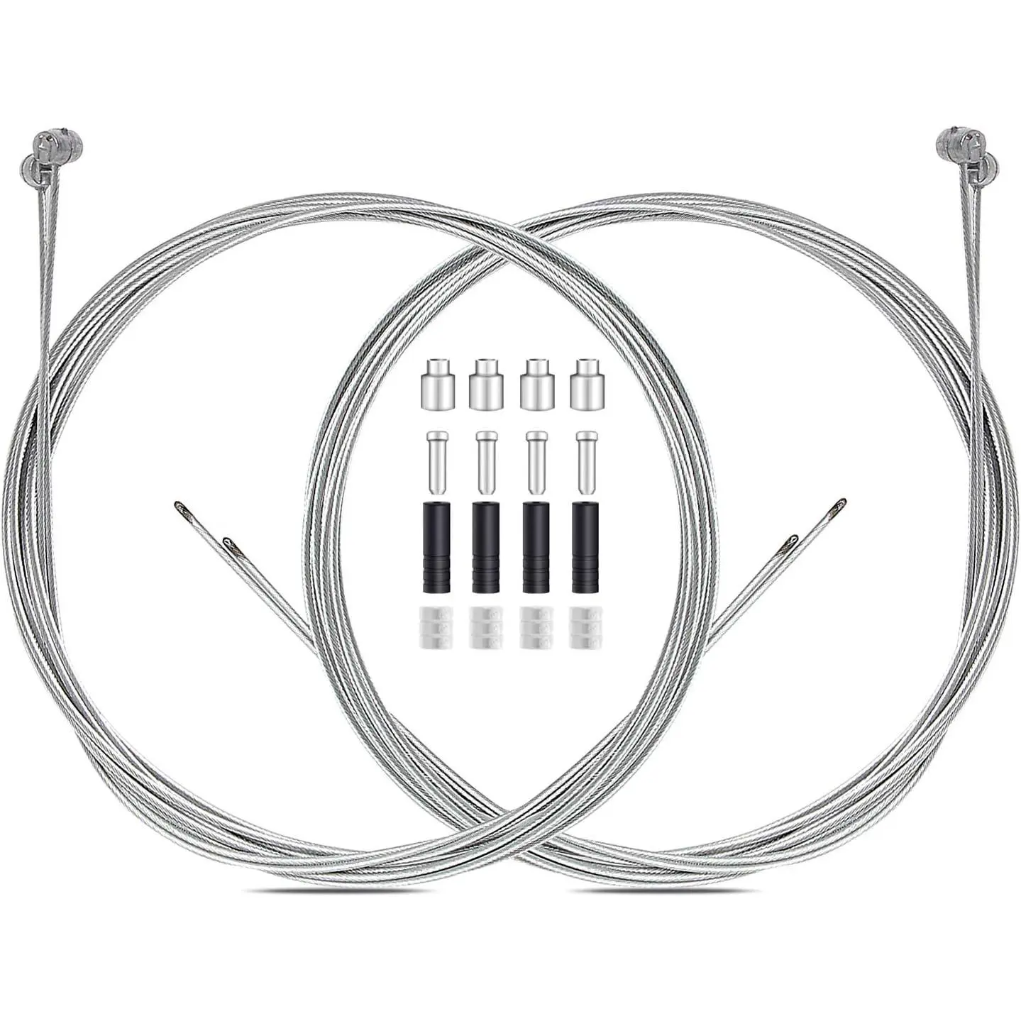 4PCS Premium Bike Brake Cable Set,Universal Standard Bicycle Brake Cable, Professional Bicycle Brake line For Front and Rear Mountain MTB or Road Bikes,include Free Cable Cap End Crimps accessories 2M
