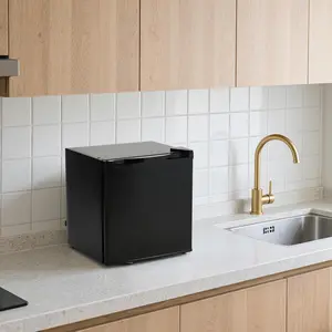 Energy-Efficient & Ultra-Quiet Mini Fridge with Freezer, 1.6 Cu.Ft Compact Single Door Refrigerator for Bedroom, Office and Dorm, Ultra Quiet Small Refrigerator and Mini Fridge, Adjustable Thermostat, Black