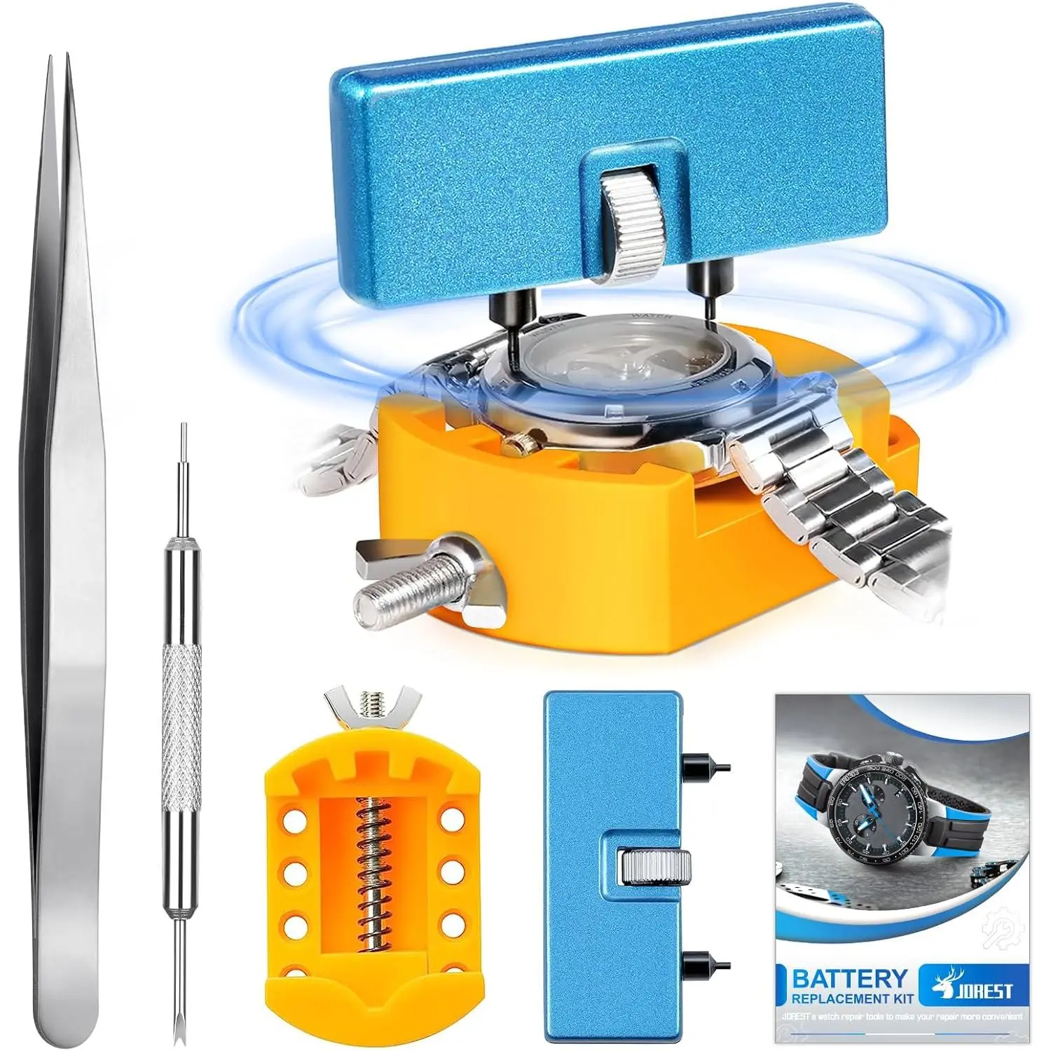 Watch Battery Tool Kit, Watch Wrench Back Remover for Rotate Open Watch Cover, Watch Case Opener Set with Watch Back Remover Holder, Only for Grooved Watches