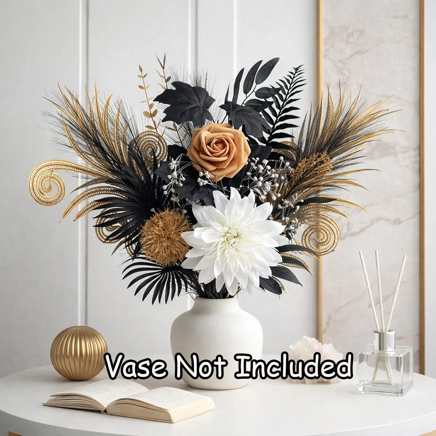 1set Gold Luxury Artificial Flower Bouquet, Modern Nordic Fake Flowers Plants for Living Room, Bedroom, Office, Wedding, Hotel Decor