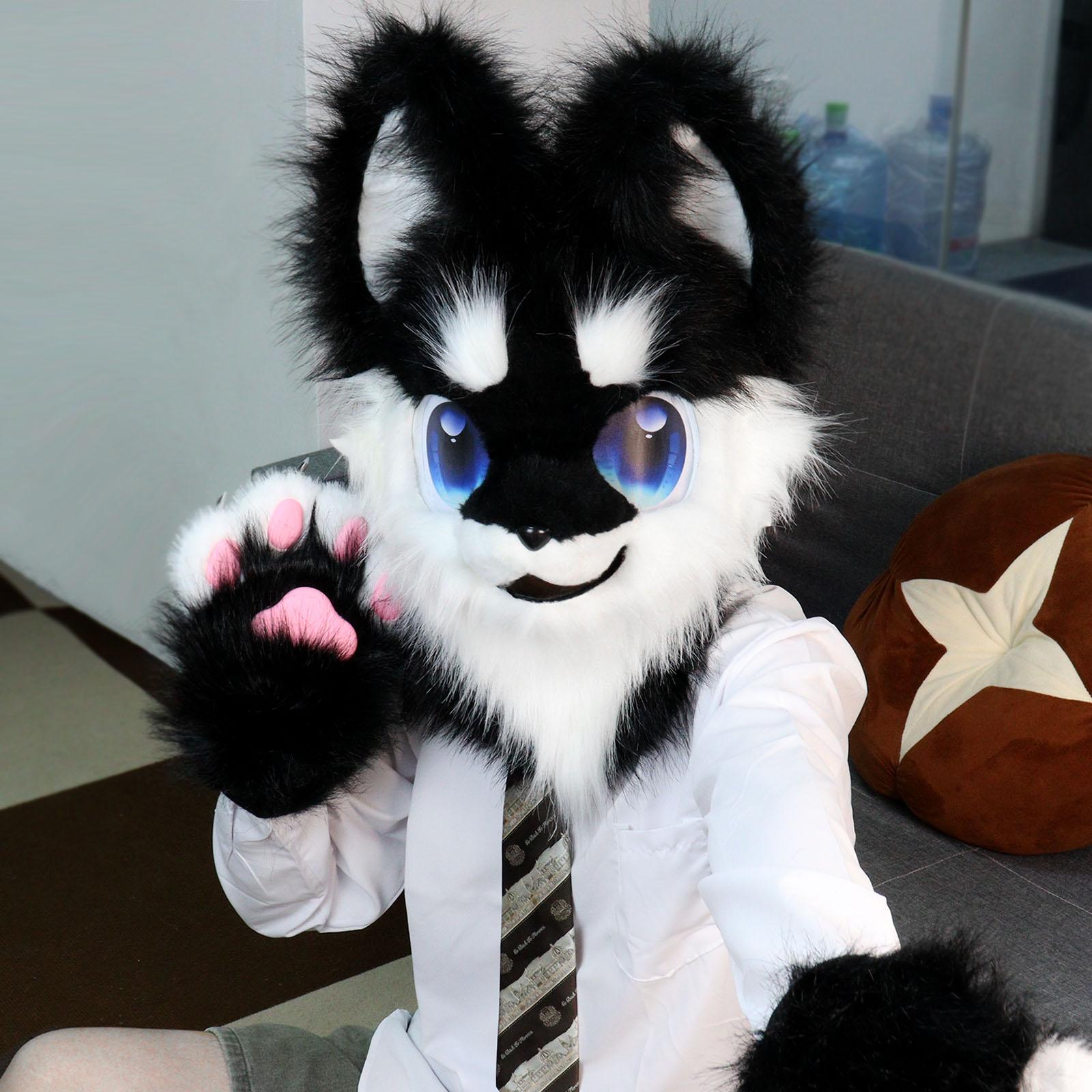 Animal Head Mask Furry Fursuit Plush Dog Fox Masks for Parties Cosplay Costume Accessory