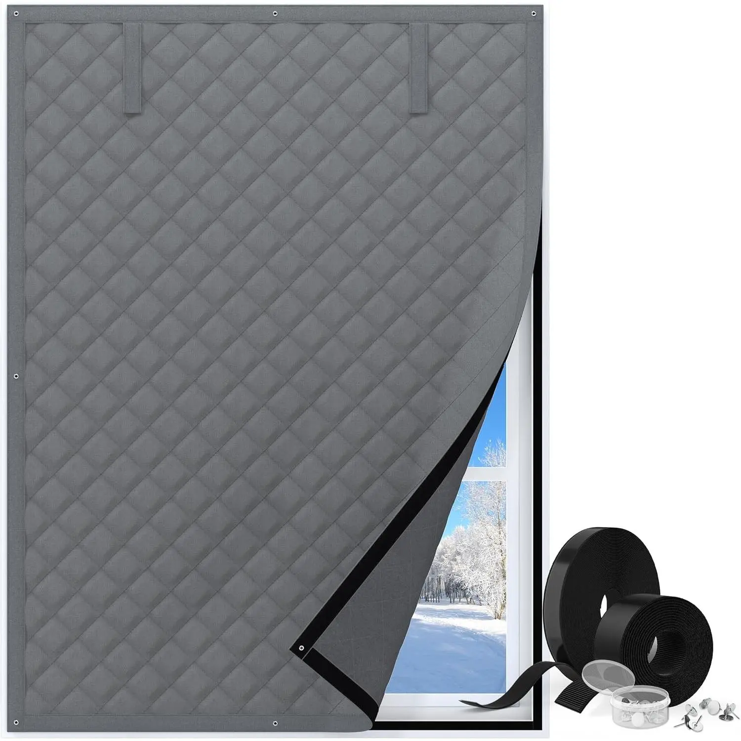 Thermal Window Cover for Winter 38" X 62" Window Insulation for Summer Heat Oxford Cloth Cotton Layer Window Sun Blocker Insulation Kit Fits Up to 3 x 5 Ft Window