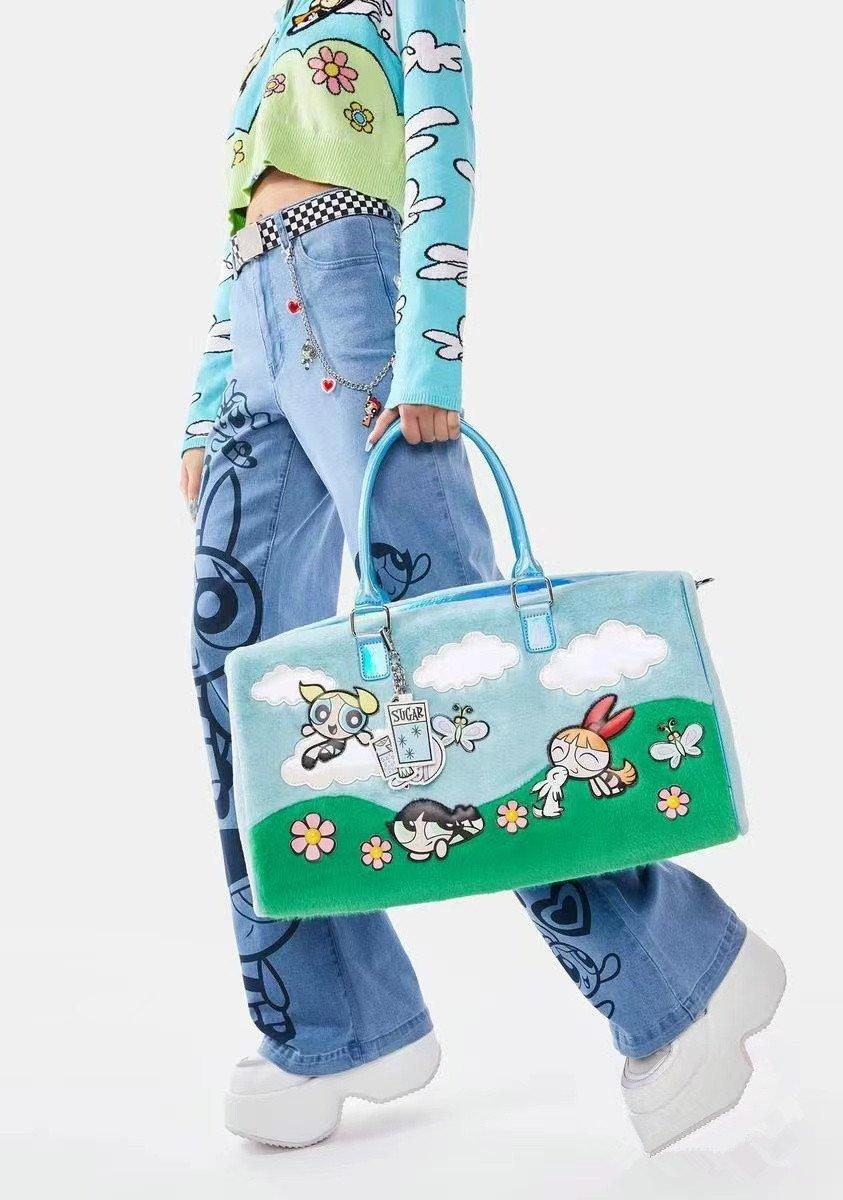 Large Capaci Plu Handbag Cartoon Animation Youthful Sle Soft Rabbit Fur Material Zipper Closure Casual Leisure Handbag