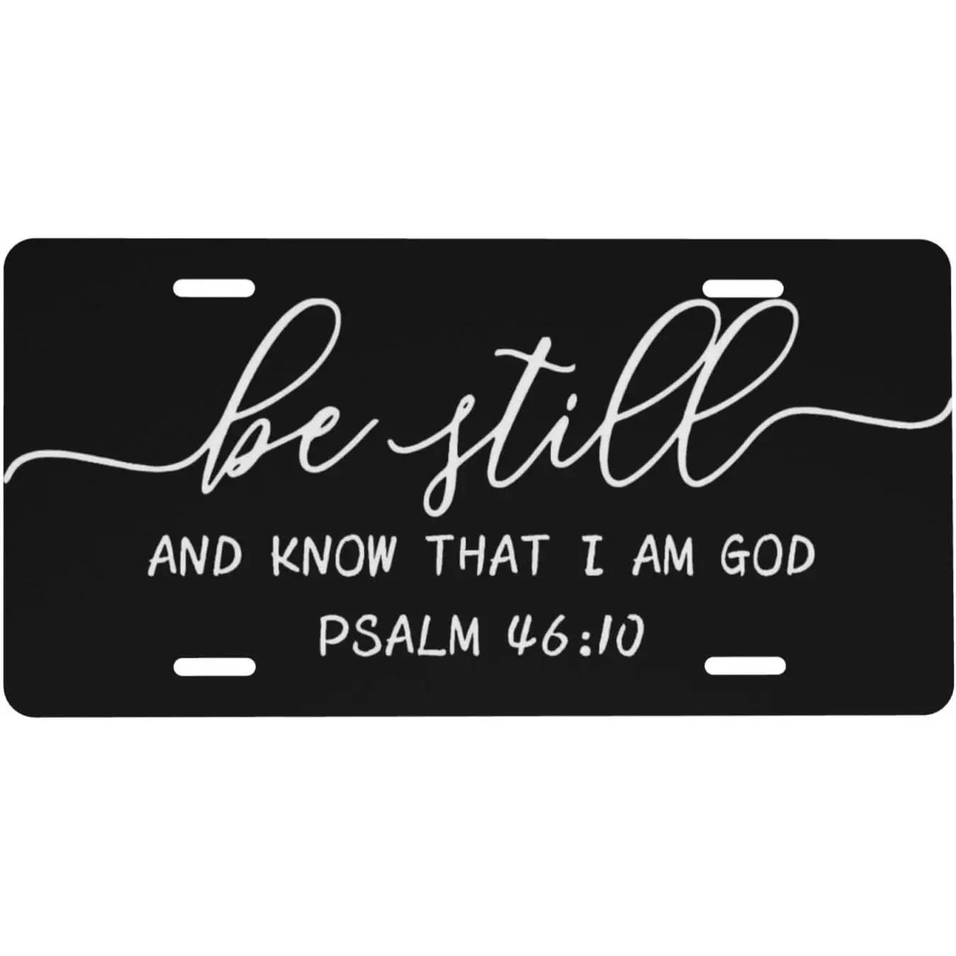 Christian Be Still and Know That I Am God Front License Plate, 6x12in Psalm 46:10 Purple Flowers Vanity Tag - 4 Holes for Car, Truck, SUV, RV - Ideal for Mom, Her, Sister, Best Friend