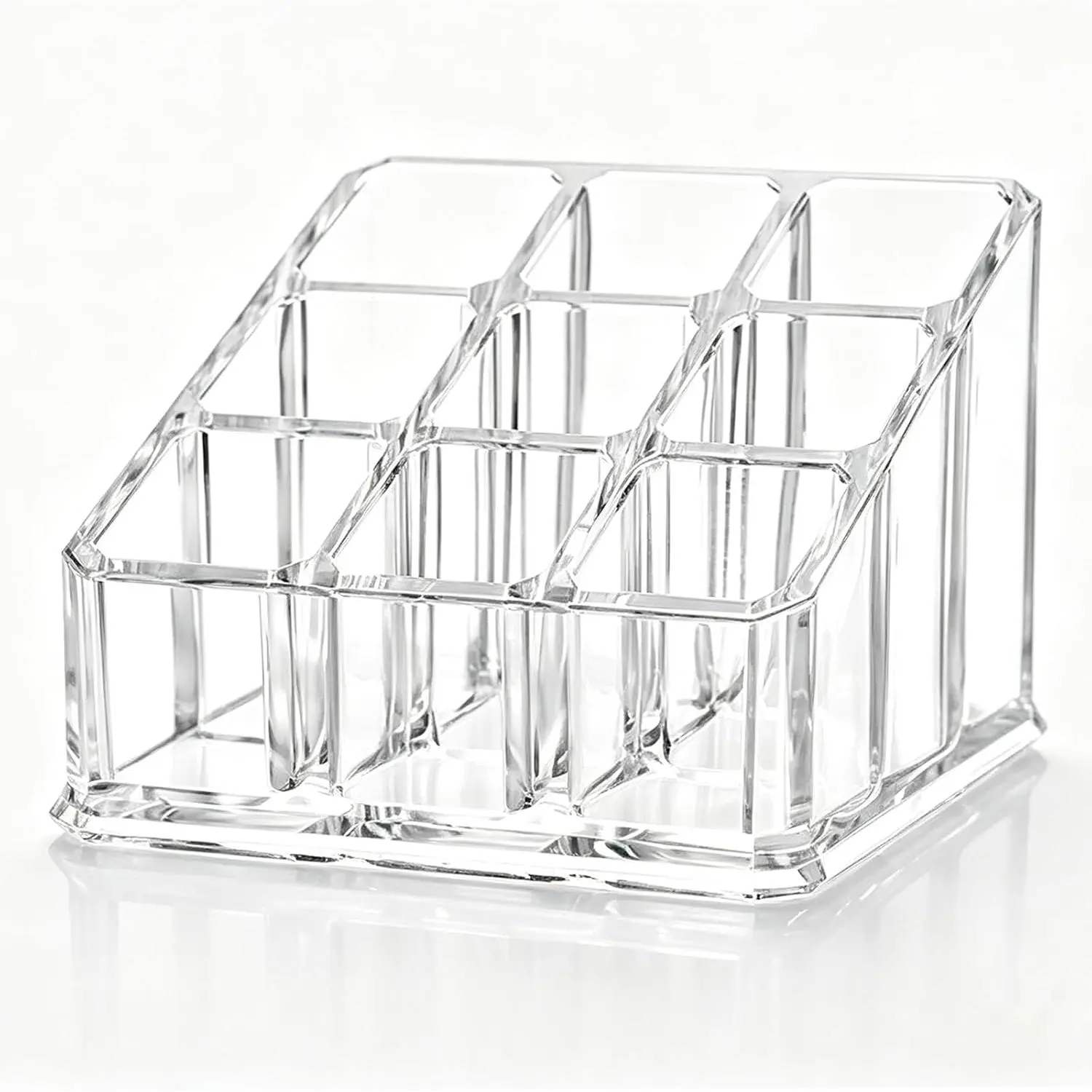 Lipstick Lipgloss Organizer, Clear  Compact Holder with 9 Slots | Lipstick holder for  items, fits roller‑ball perfume and essential‑oil bottles, dresser and bathroom countertops