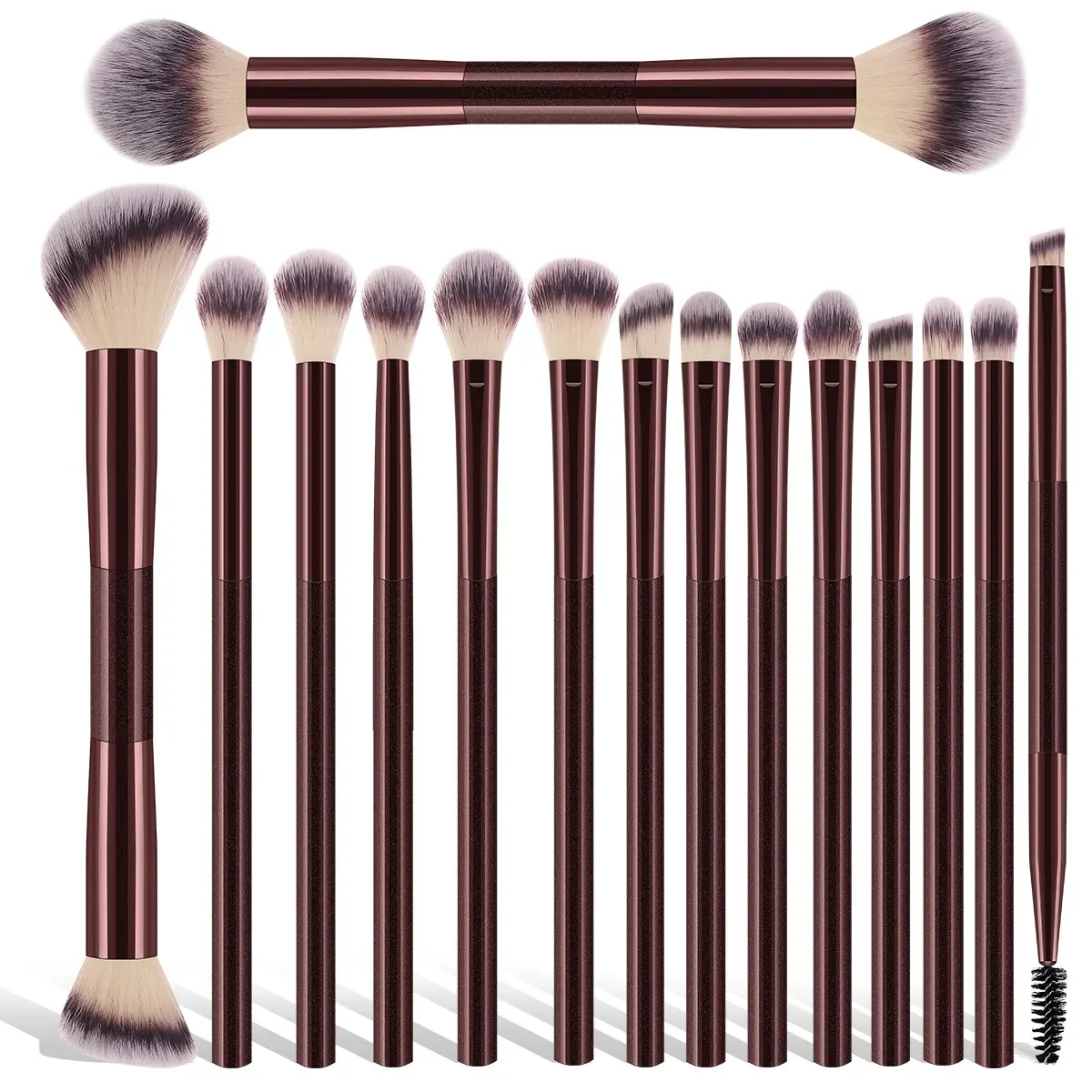 15-Piece Deep Dual-Ended Makeup Brush Set, Soft Synthetic Bristles, Makeup Brush Kit, Professional Foundation, Eyeshadow, Blush, Brow & Makeup Blending Brushes, Beginner-Friendly