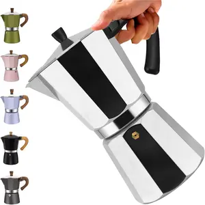 14 Cup 700ml 23oz Aluminum Classic Stovetop Moka Pot Espresso Coffee Maker Percolator for Italian and Cuban Café Brewing Silver