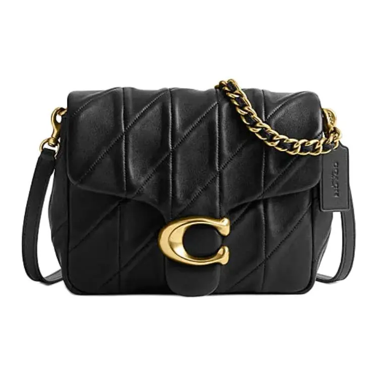 Coach Tabby 20 Crossbody Bag for Women – Metallic Logo, Lambskin Leather, Small Size, Black