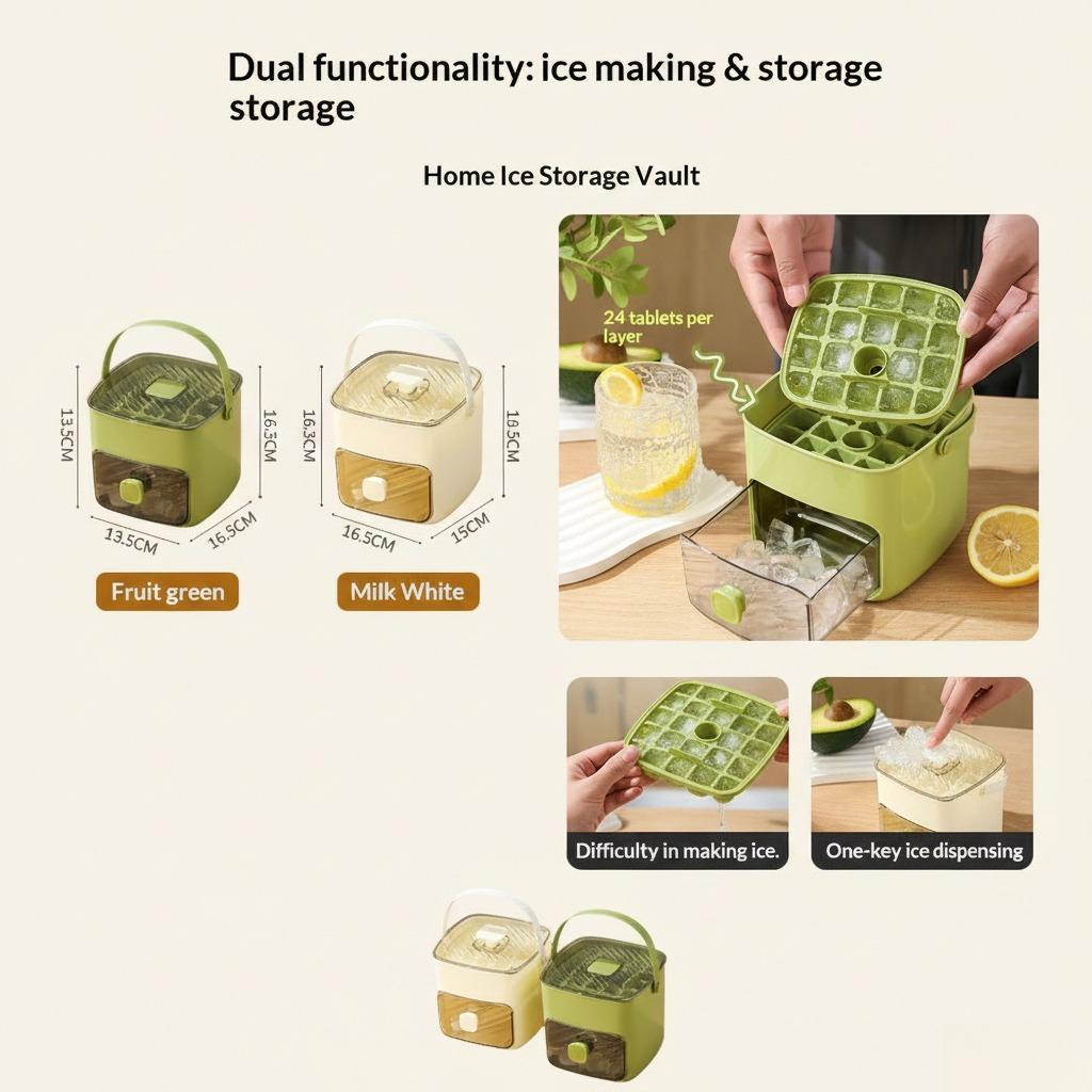 Silicone Double Layer Ice Cube Tray with Lid, Easy Release Ice Cube Mold, Food Grade Ice Maker Container for Camping, Outdoor Picnic & Home Use
