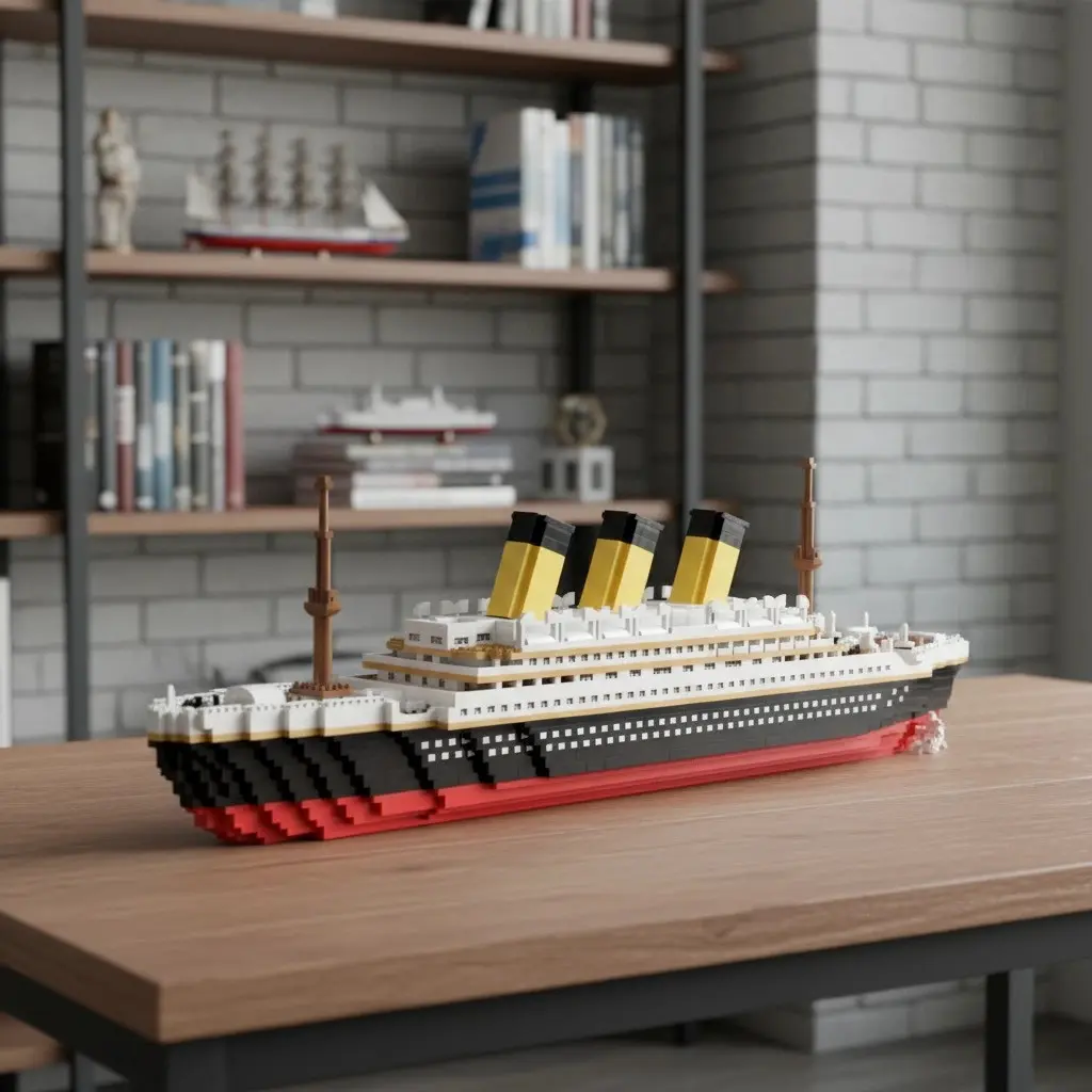 Classic Cruise Ship Building Blocks, Moderate Assembly Difficulty, Relaxing Hobby, Versatile Home Decor, Nighttime Ambiance with LED Strip