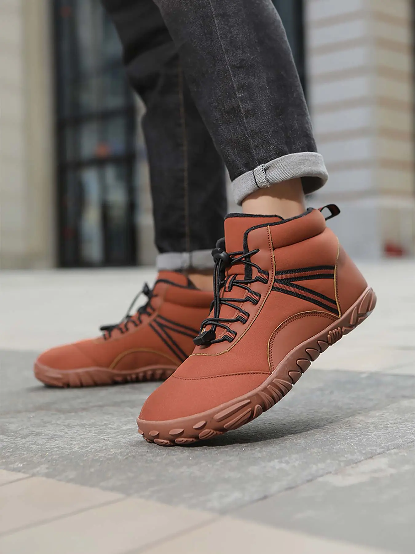Women’s Fleece Lined Warm Barefoot Snow Boots, Wide Toe Box Zero Drop Quick Slip-On Lock Drawstring, Water Resistant Non-Slip Winter Ankle Boots for Commute & Trail Hiking