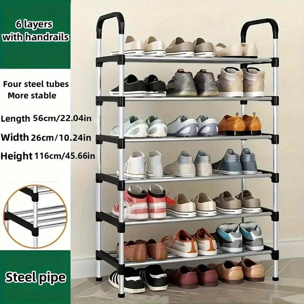 Stackable Shoe Rack Organizer, Shoe Storage Organizers, 4-7 Layer Space-Saving Design, Easy Access Without Dust Cover, Ideal for Home Use, No Assembly Required