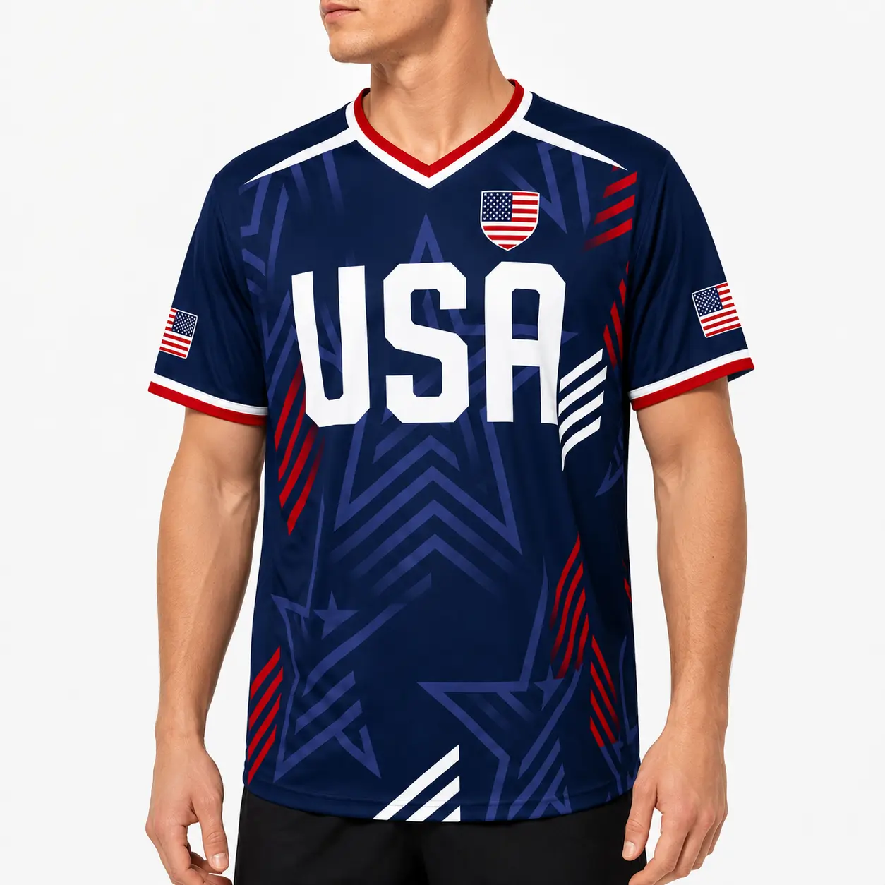 USA Patriotic V Neck Jersey Shirt, Statue of Liberty Graphic Short Sleeve Summer Sports Top for Men Women, 4th of July Outfit,clothes,outfits,men's wear,men fashion,summer men clothes,fashion men clothes,4th of july shirts Casual Sportswear Casual Sporty