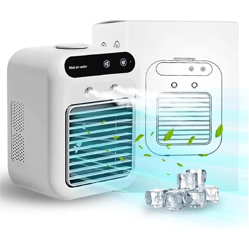 Portable Air Conditioner - 25W 4000mAh Rechargeable Mini Evaporative Cooler, 3-in-1 Cooling & Humidifying, Dual Mist, 2 Wind Speeds, Adjustable Airflow & Angle, 2-8H Use, for Small Room & Outdoor Camping, Great Gift Idea, 2 To 8 Hours, Any Space — Great G