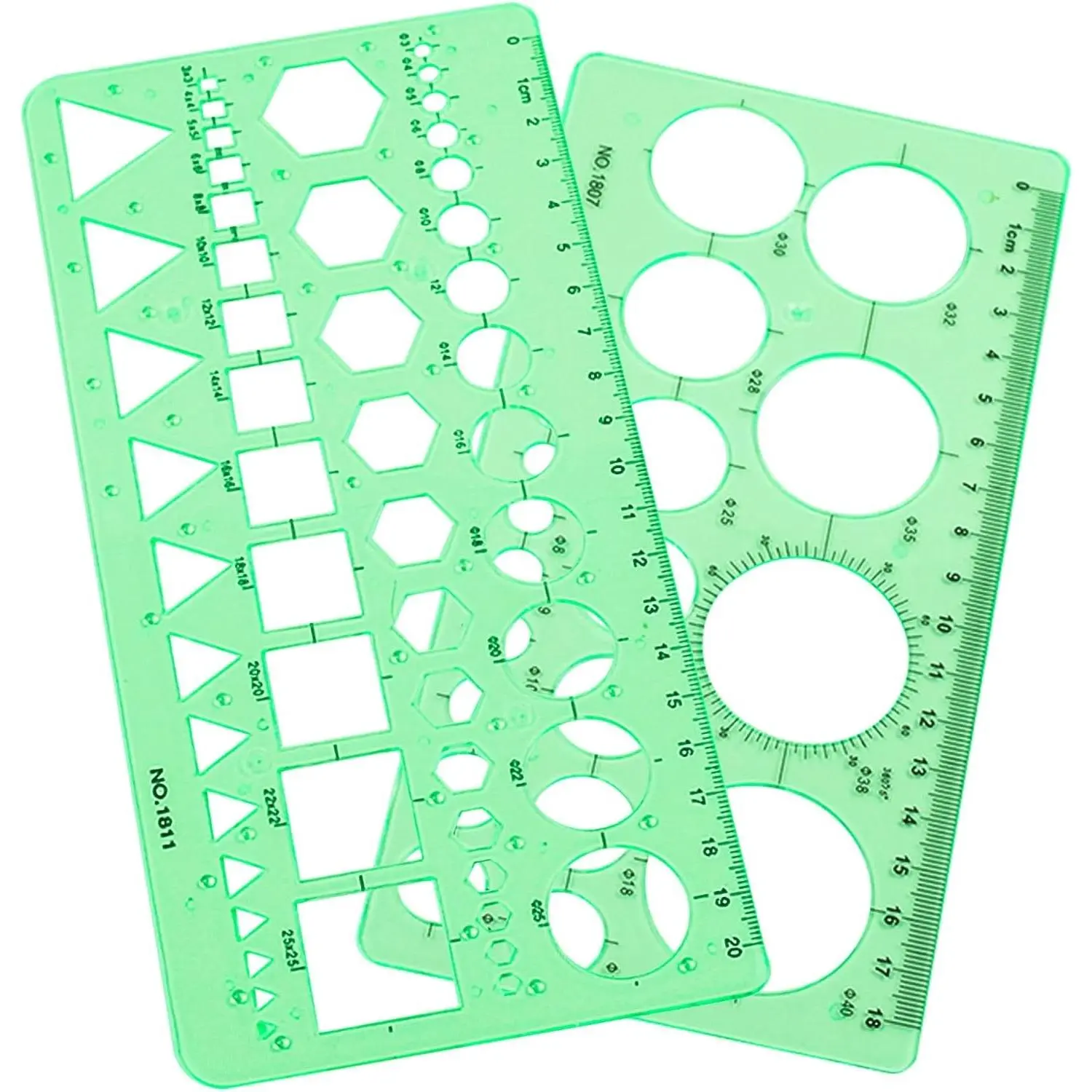 Women's 2-Pack Circle Template Geometry Rulers - Durable Drawing Stencils for Drafting, Design, Back to School Projects