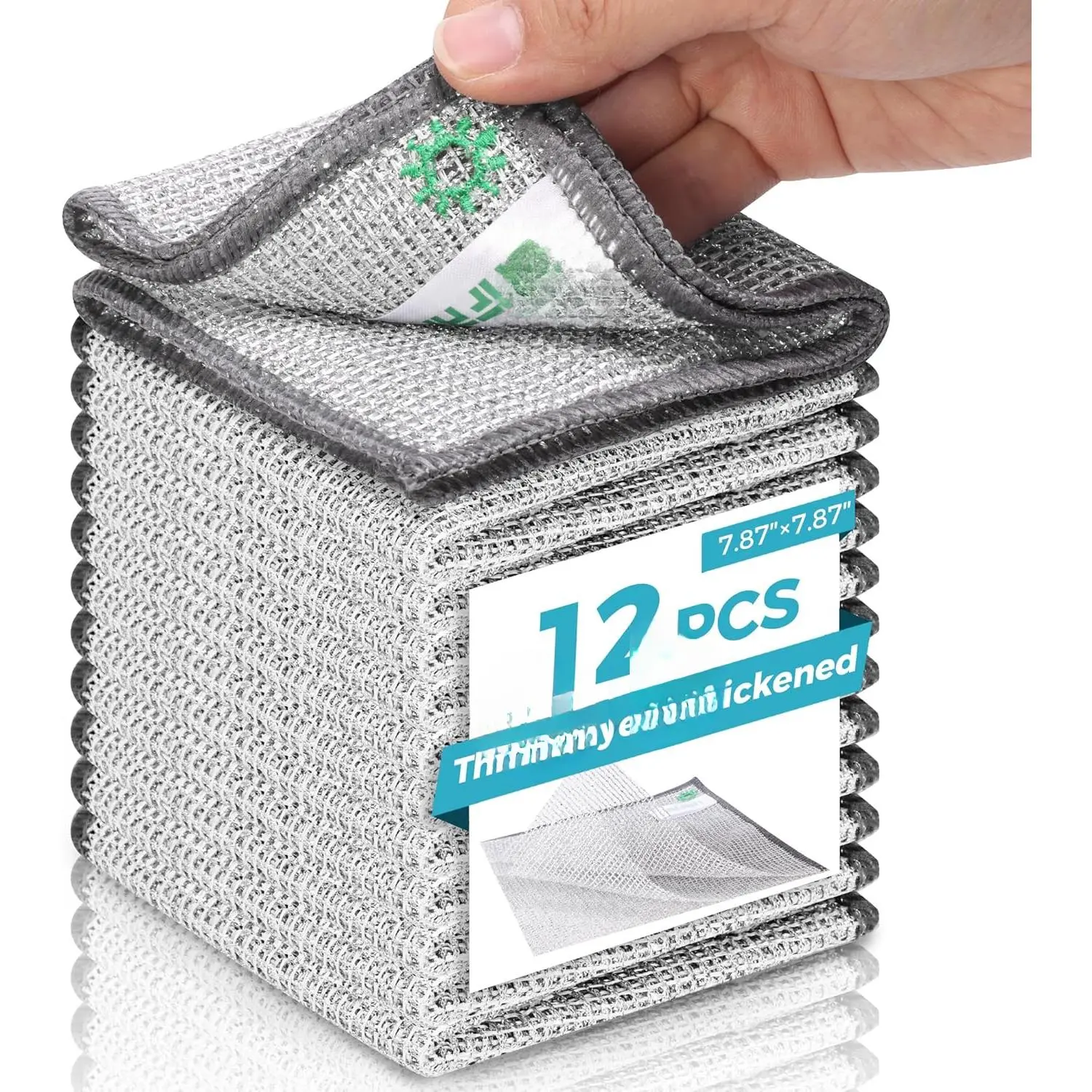 12 PCS Non Scratch Wire Dishcloth, Cleans Fast Without Scratching, Stands Up to Stuck-on Grime, Multi-Surface Safe, Wire Dishwashing Rag Cleaning Power for Everyday Jobs 7.87" x 7.87"