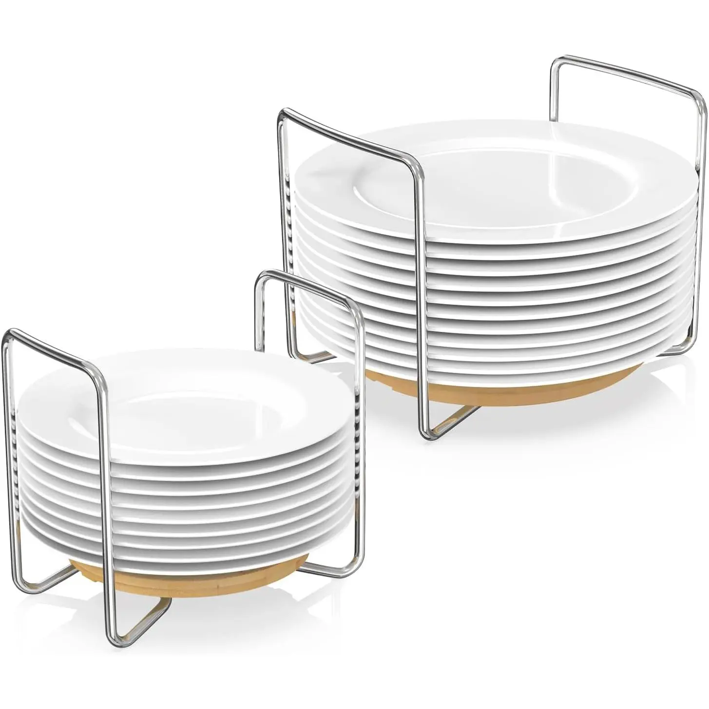 Dish Rack for Kitchen Counter -  Plate Organizer for Cabinet Space Saver, 2 count Adjust 8.5" to 12.5" Stainless Steel Plate and Bowl Holder with Portable Handle for Drawer Cupboard Shelf RV