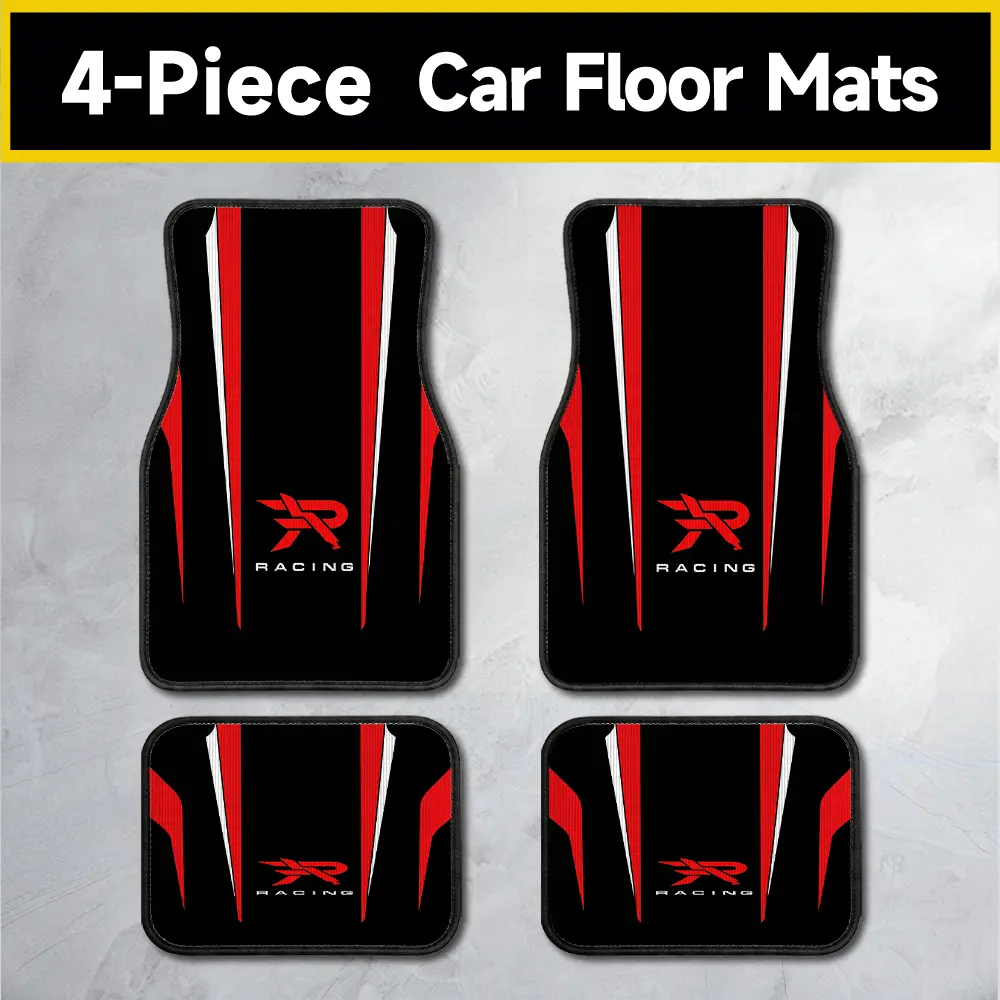 Universal Car Floor Mat 4-Piece Set, Car Interior Kit with Crystal Velvet, Nonslip Backing, Durable and Long-Lasting Polyester, Absorbent Protection for Most Trucks, Vans, Autos, Front 68×44 cm Buckle-Free Mats