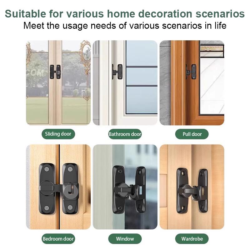 Adjustable Sliding 180 Degree 90 Degree Door Latch Sliding Screen Door Latch Barn Door Lock Hasp Latch Flip Barn Door Lock, 90°/180° Door Latch Lock, Zinc Alloy Gate Latches Home