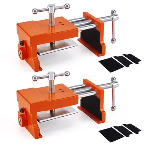 Cabinet Clamps 2/4 Pack – Aluminum & Steel Cabinet Hardware Jig, Cabinet Install Clamping Tool with Drill Guides EVA Pads for Perfect Cabinet Frame Alignment Woodworking Installation