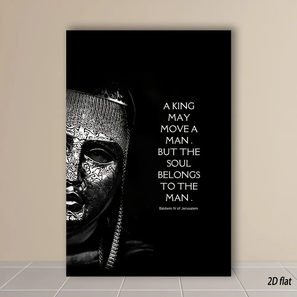1-Pack King Baldwin Historical Quotes Waterproof Canvas Poster - Minimalist King Baldwin Signature Logo, Inspirational Decor for Offices, Cafés, Homes, and Classrooms - The Perfect Gift for History Enthusiasts and Educators