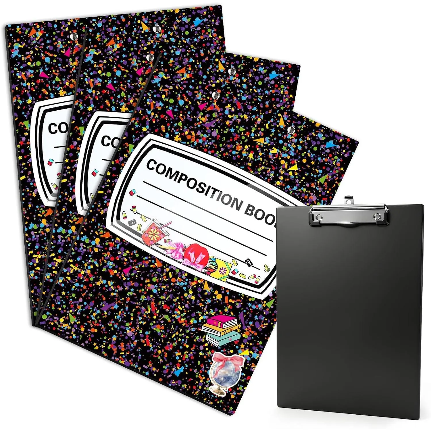3 count  Glitter Clipboard,  to School Supplies | Composition Notebook Clipboard 9" x 12.5" Cute Clipboard Clip Board for Teacher Classroom School Office Supplies
