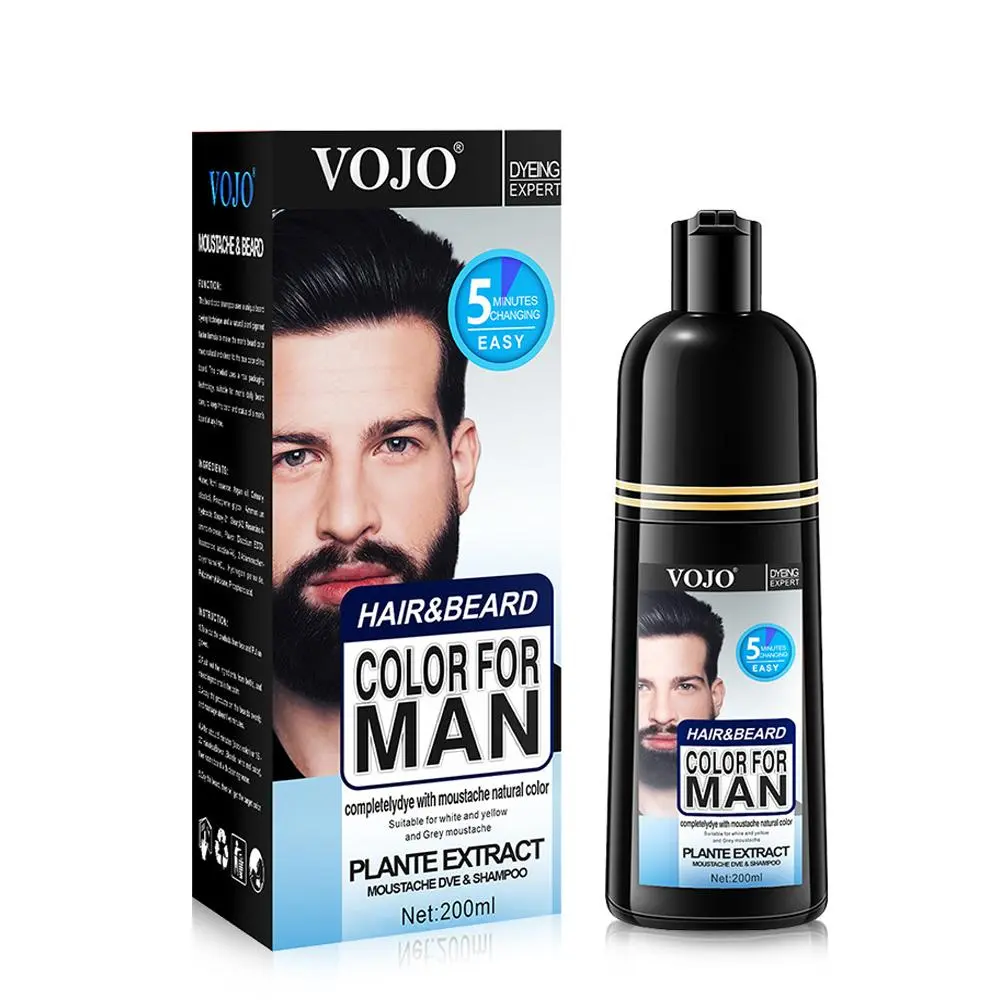 2-in-1 hair and beard hair dye shampoo, semi permanent black hair dye, Hair Coloring, cover gray beard and hair, containing herbal ingredients such as Moroccan nut oil and ginseng extract Hair Products