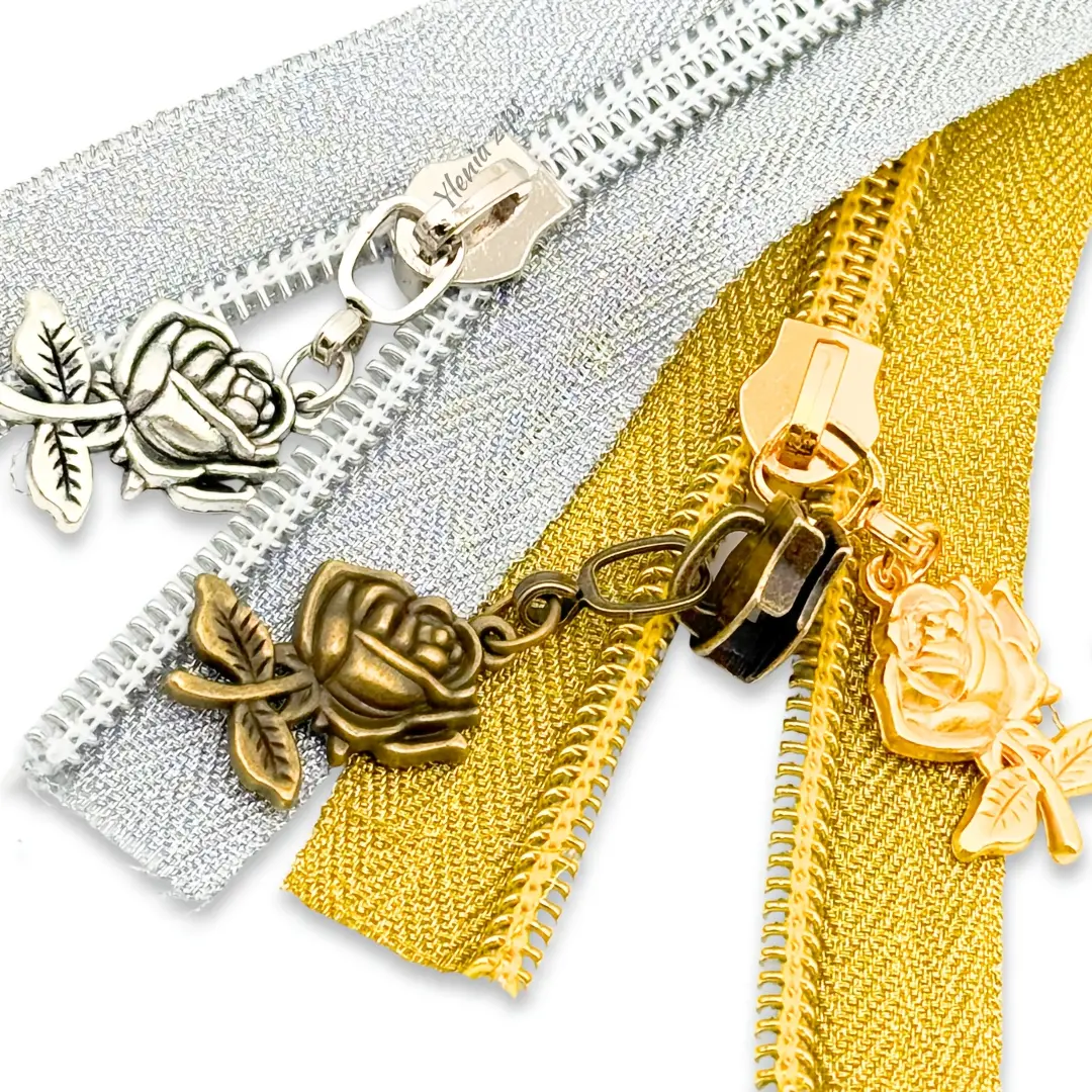 5pcs Rose Zipper Pulls, Vintage Rose Zipper Sliders, Multiple Colors Available, 3D Floral Design, Fits #5 Nylon Zippers, Replacement Pulls for Bags, Wallets and Garments