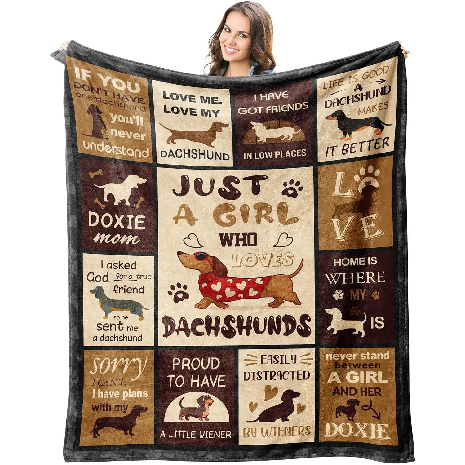 Dachshund Gifts for Women Blanket, Weiner Dog Gifts for Women, Christmas Birthday Gift for Dachshund Lovers, Decorative Weiner Blanket