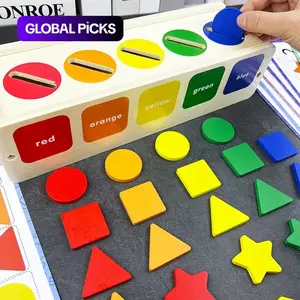 25 Piece Colorful Shape Blocks Set, Shape Sorter, 12 Educational Cards for Color Recognition, Early Learning Fine Motor Skills Toy, Logic Matching Game