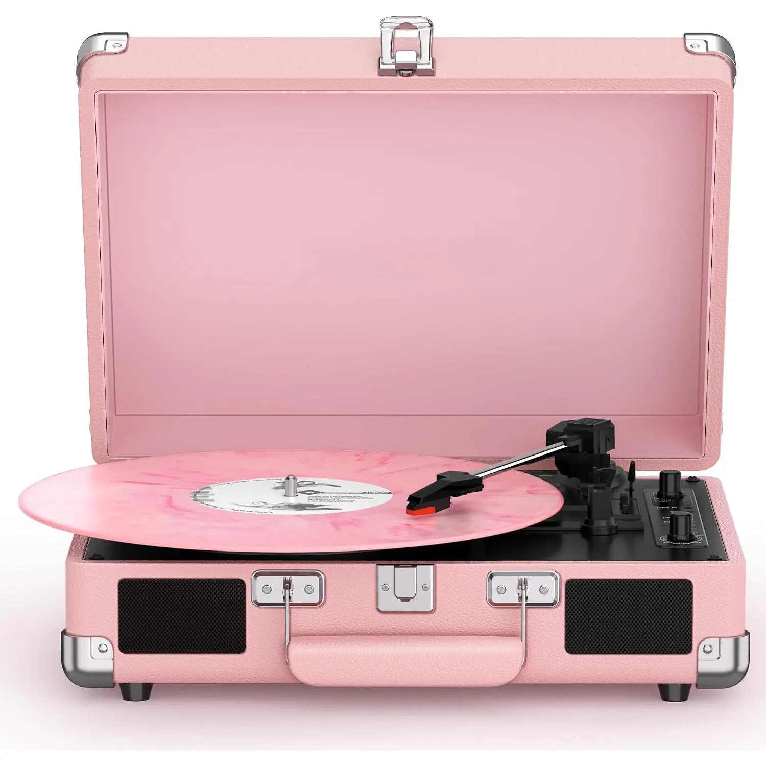 Portable Suitcase Record Player with -in Stereo Speakers& , USB Vinyl-to-MP3 Recording, 3-Speed Belt-Drive 33/45 /78RPM Turntable Auto Stop