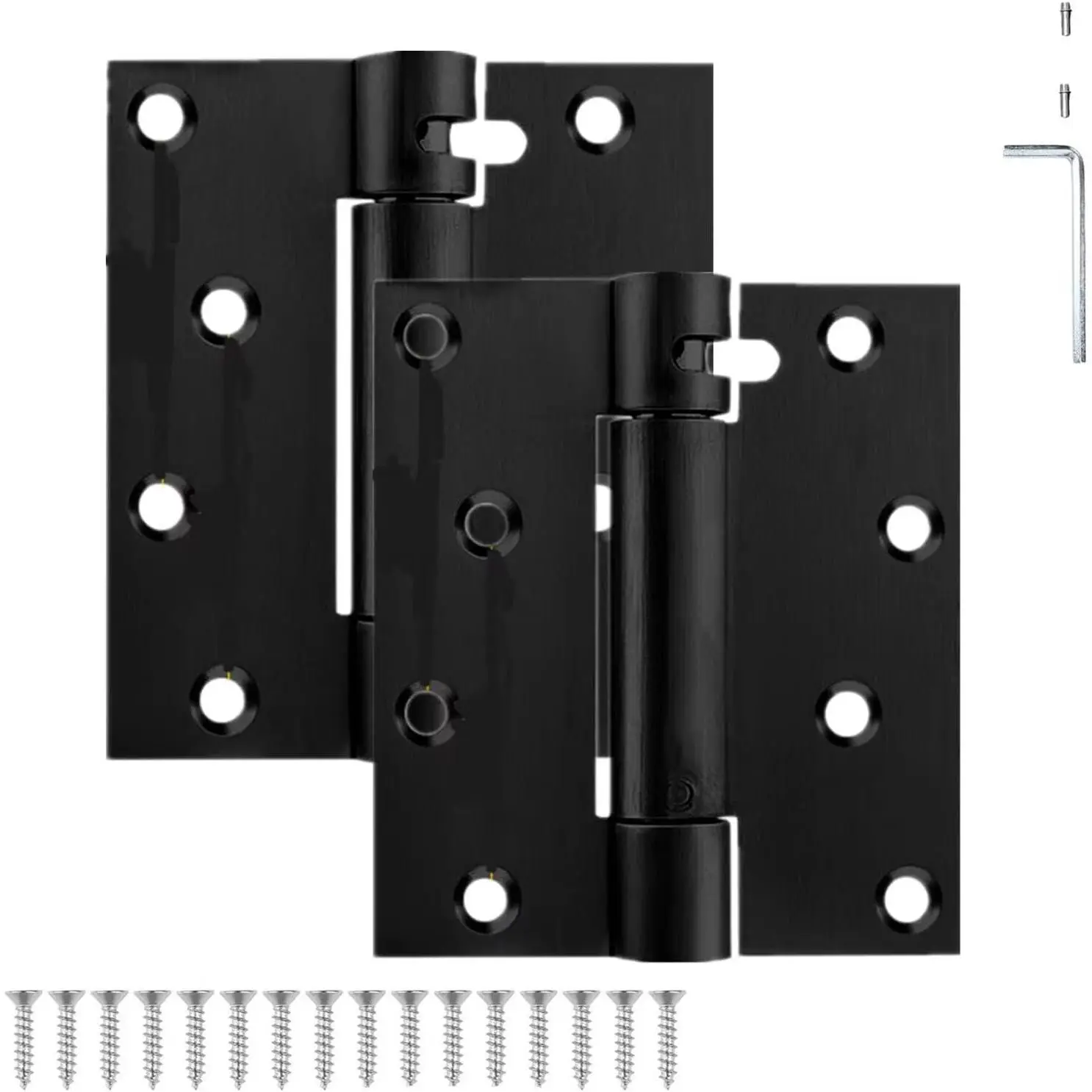 Self Closing Door Hinge, 5 inches,Auto Closing Spring Hinge with Adjustable Tension, Thickened 304 Stainless Steel Heavy Duty Door Hinges,with Mounting  Hardware,(Matte Black) 2 Pack