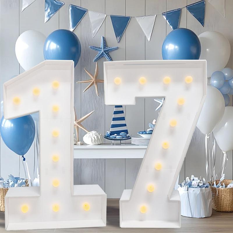 Marquee Numbers 4 Feet Tall Large Birthday Decorations 4FT Light Up Numbers Party Decor Big Backdrop Foam Cardboard Number 0-9  Cardboard Pre-Cut Foam Board Sign Diy Decorations Anniversary Decoration Party Supplies