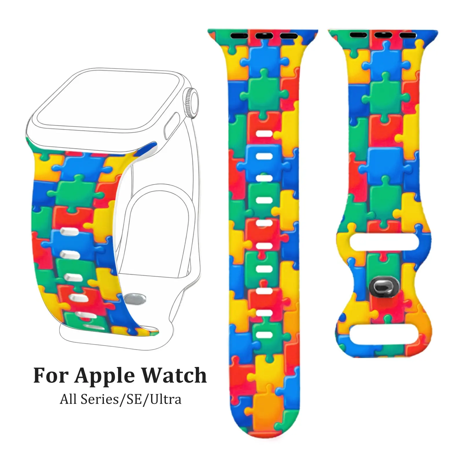 Silicone Band for Apple Watch Series 4-10, Smart Watch Straps, Smartwatch Accessories, Durable & Comfortable, Waterproof & Breathable, Perfect for Daily Wear & Travel