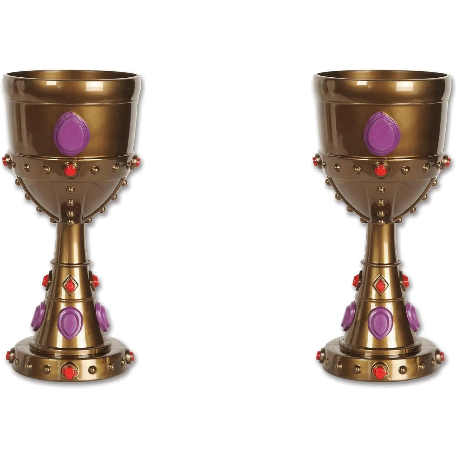 , 2 count Plastic Jeweled Goblets, 8 Ounces