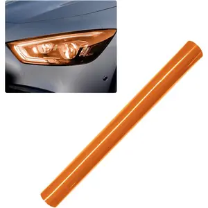 12"x48"  Headlight Tint Film, Cuttable Self-Adhesive Tint Film  Vinyl Wrap Protector Color Sticker Heat Resistant for Headlight Taillight, Fog& Light, UV&Scratch Protection(Orange)